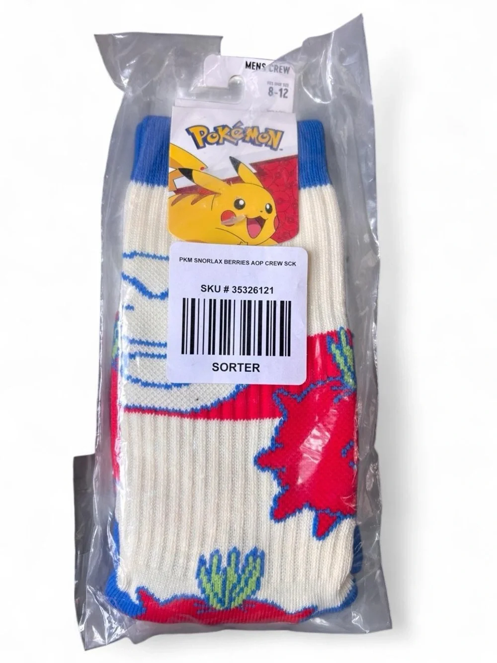Bioworld Pokémon Kids Crew Socks - White, Blue & Pink
